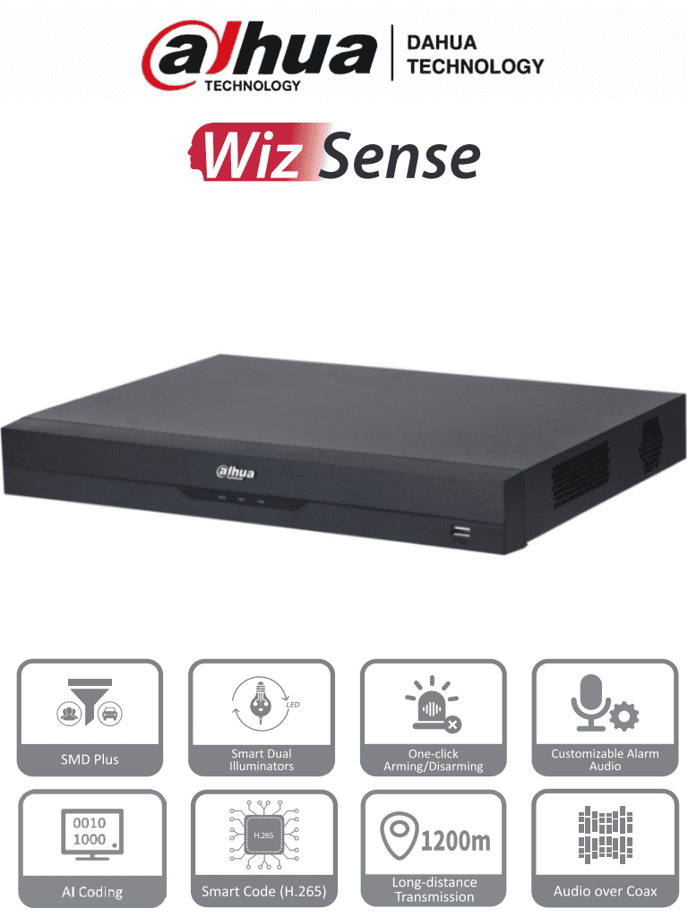 DAHUA XVR4232AN-I - DVR de 32 Canales de 1080p Lite/ WizSense/ H.265+/ Codificación IA/ 2 Bahías de Discos Duros/ 16 Canales con SMD Plus/ Busqueda Inteligente (Humanos y Vehiculos)/ Salidas de Video, HDMI & VGA DAHUA XVR4232AN-I - DVR de 32 Canales de 1080p Lite/ WizSense/ H.265+/ Codificación IA/ 2 Bahías de Discos Duros/ 16 Canales con SMD Plus/ Busqueda Inteligente (Humanos y Vehiculos)/ Salidas de Video, HDMI & VGA